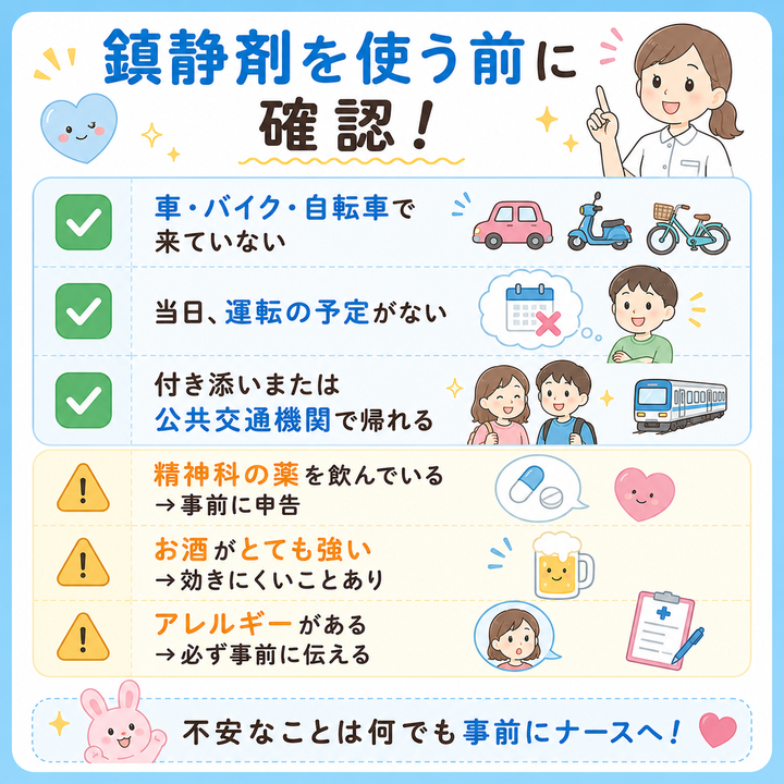 鎮静剤を使う前に確認!