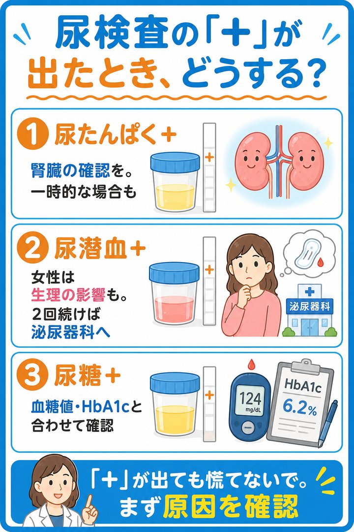 尿検査の「＋」が出たとき、どうする？