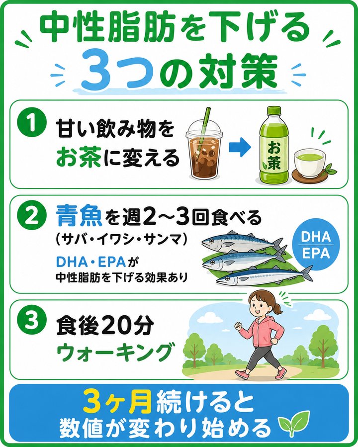 中性脂肪を下げる3つの対策